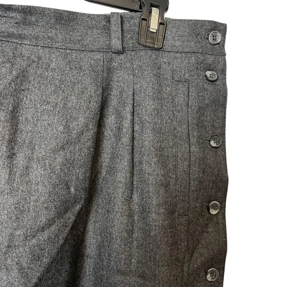Liz Claiborne Pleated Midi Modest Vintage Gray Wool Skirt Pockets Old Money 16